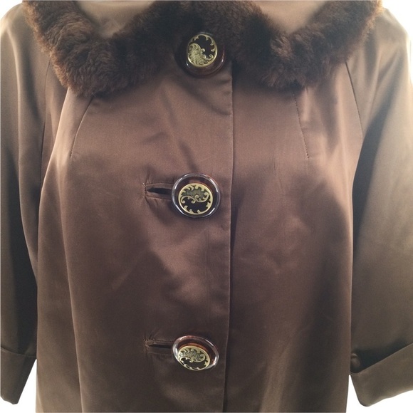 Vintage 1920s Art Deco Fur and Silk chocolate Brown Coat - Picture 8 of 16